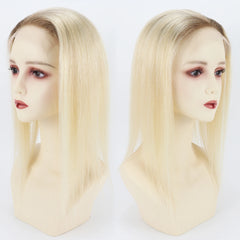 VenusEnt 5x5" Silk Skin Base Hair Topper - Virgin Remy Human Hair with Ombre Blonde Highlights