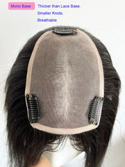 VenusEnt 3.5x5.5" Mono Base Hair Topper - Virgin Malaysian Human Hair Clip-In Hairpiece