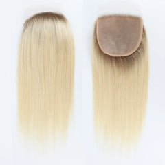 VenusEnt 5x5" Silk Skin Base Hair Topper - Virgin Remy Human Hair with Ombre Blonde Highlights