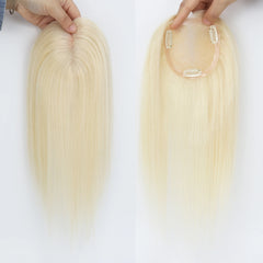 VenusEnt 3.7x3.7" Mono Base Hair Topper - Remy Human Hair Clip-In Hairpiece with Ombre Highlights