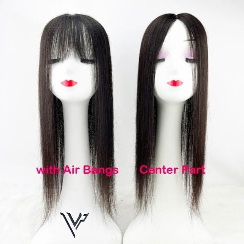 6–12 CM · Silk Base · European Remy Human Hair Topper · Natural Black / Dark Brown / Medium Brown · for Women · Clip-In