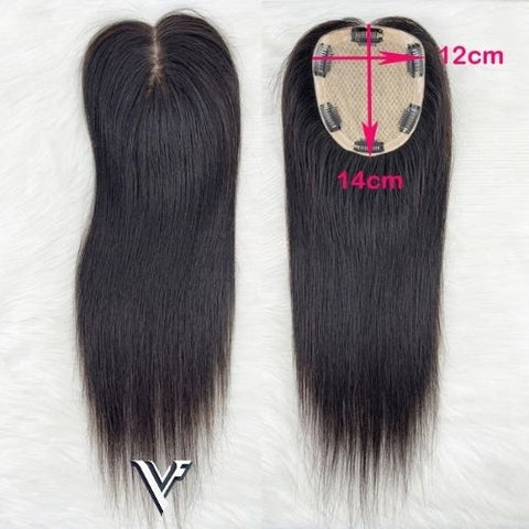 6–12 CM · Silk Base · European Remy Human Hair Topper · Natural Black / Dark Brown / Medium Brown · for Women · Clip-In