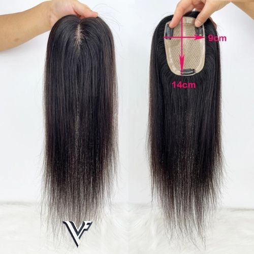 6–12 CM · Silk Base · European Remy Human Hair Topper · Natural Black / Dark Brown / Medium Brown · for Women · Clip-In