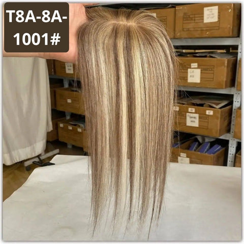 7x11 CM · Silk Base · Remy Human Hair Topper · 9 Colors · 10–12 Inches · Silky Straight · for Women · Clip-In