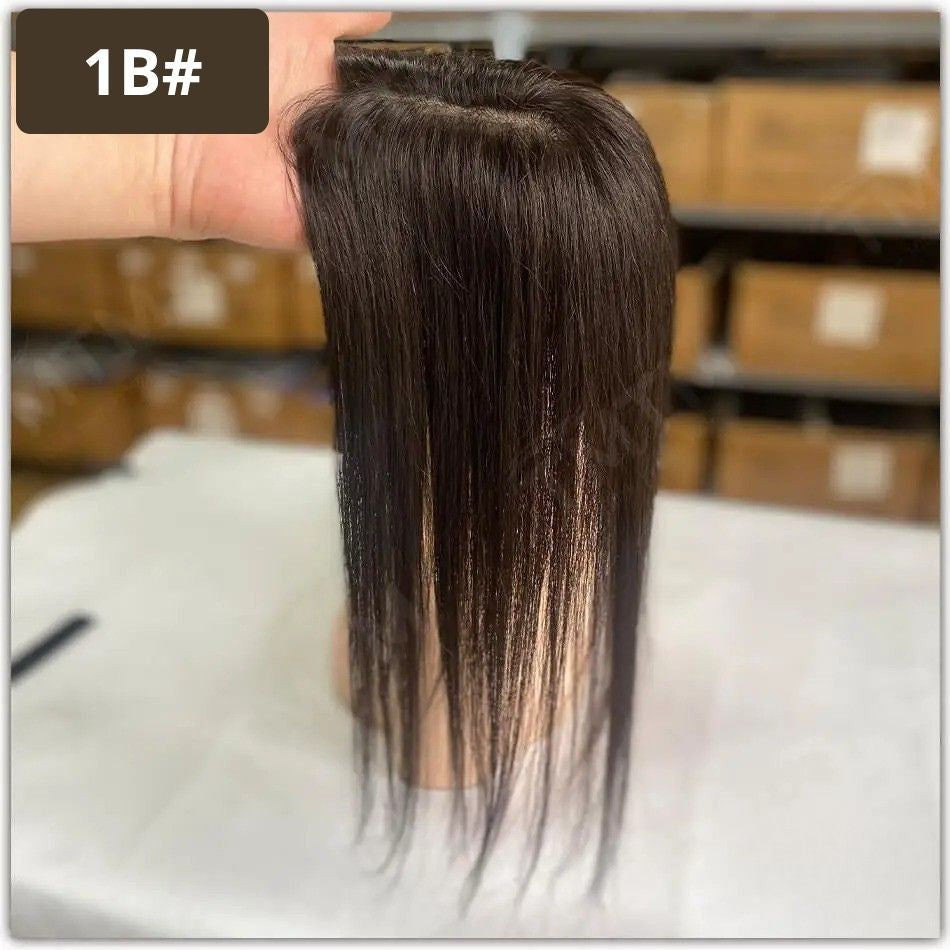 7x11 CM · Silk Base · Remy Human Hair Topper · 9 Colors · 10–12 Inches · Silky Straight · for Women · Clip-In