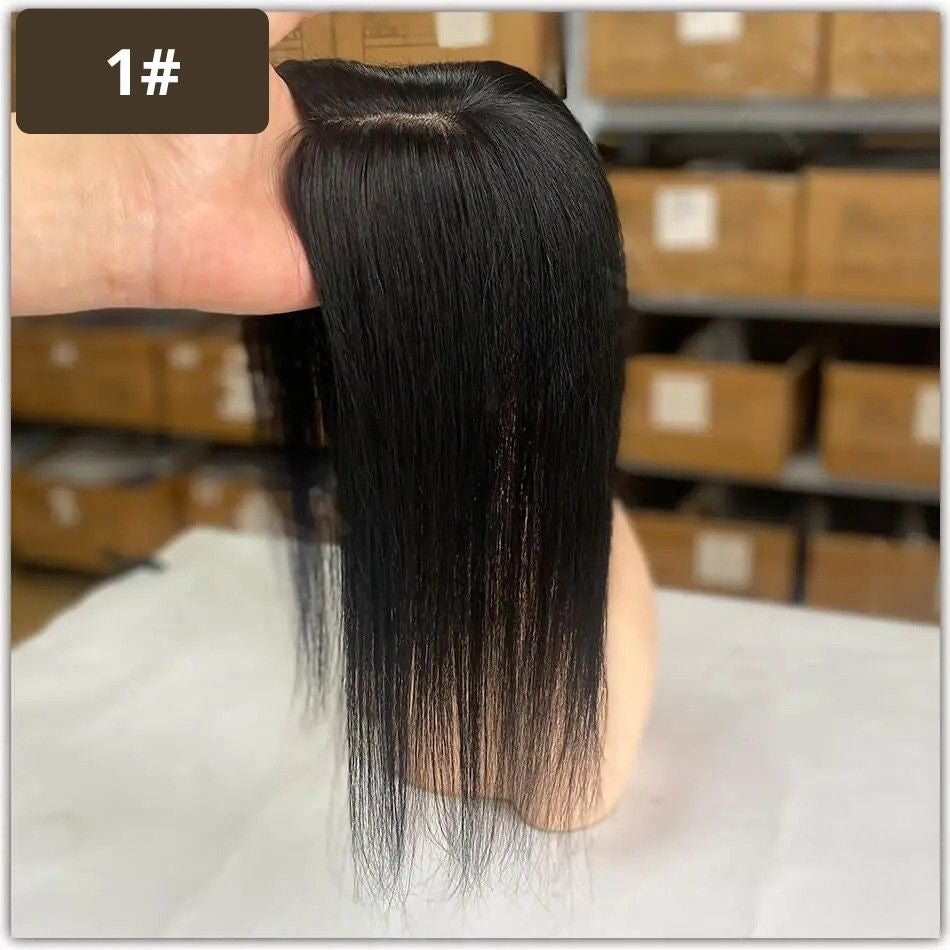 7x11 CM · Silk Base · Remy Human Hair Topper · 9 Colors · 10–12 Inches · Silky Straight · for Women · Clip-In