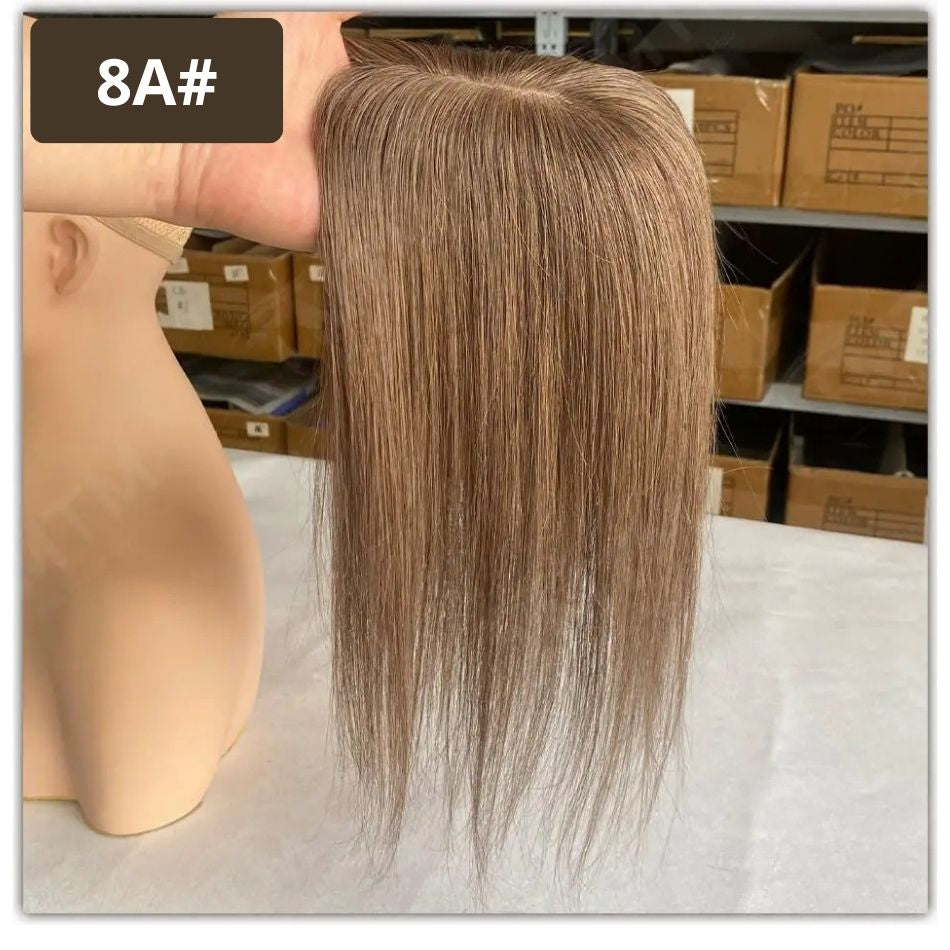 7x11 CM · Silk Base · Remy Human Hair Topper · 9 Colors · 10–12 Inches · Silky Straight · for Women · Clip-In