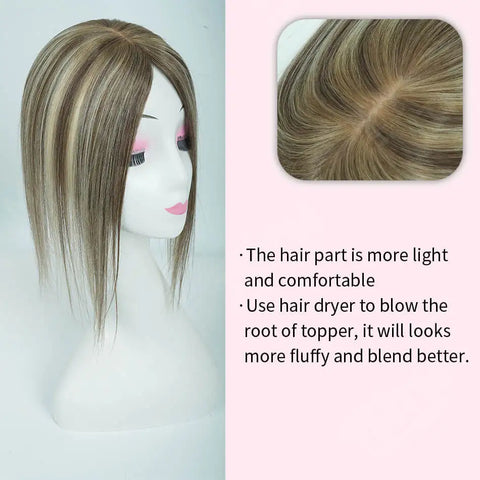 7x11 CM · Silk Base · Remy Human Hair Topper · 9 Colors · 10–12 Inches · Silky Straight · for Women · Clip-In