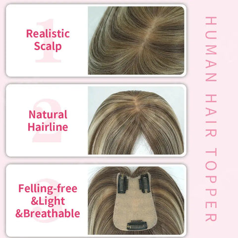 7x11 CM · Silk Base · Remy Human Hair Topper · 9 Colors · 10–12 Inches · Silky Straight · for Women · Clip-In