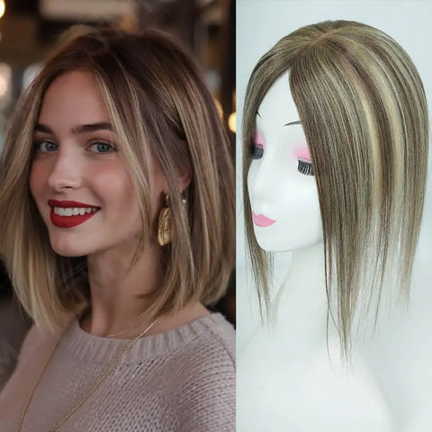 7x11 CM · Silk Base · Remy Human Hair Topper · 9 Colors · 10–12 Inches · Silky Straight · for Women · Clip-In