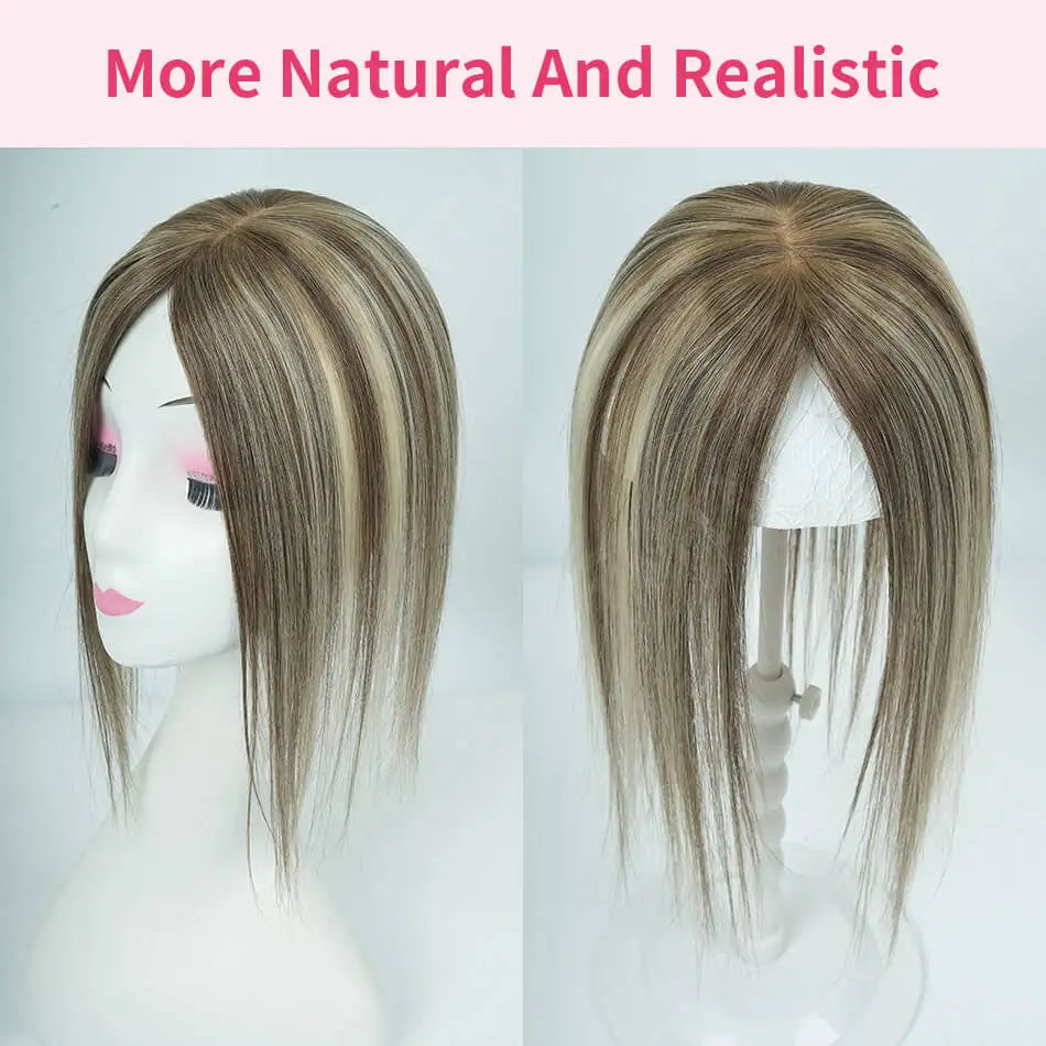 7x11 CM · Silk Base · Remy Human Hair Topper · 9 Colors · 10–12 Inches · Silky Straight · for Women · Clip-In