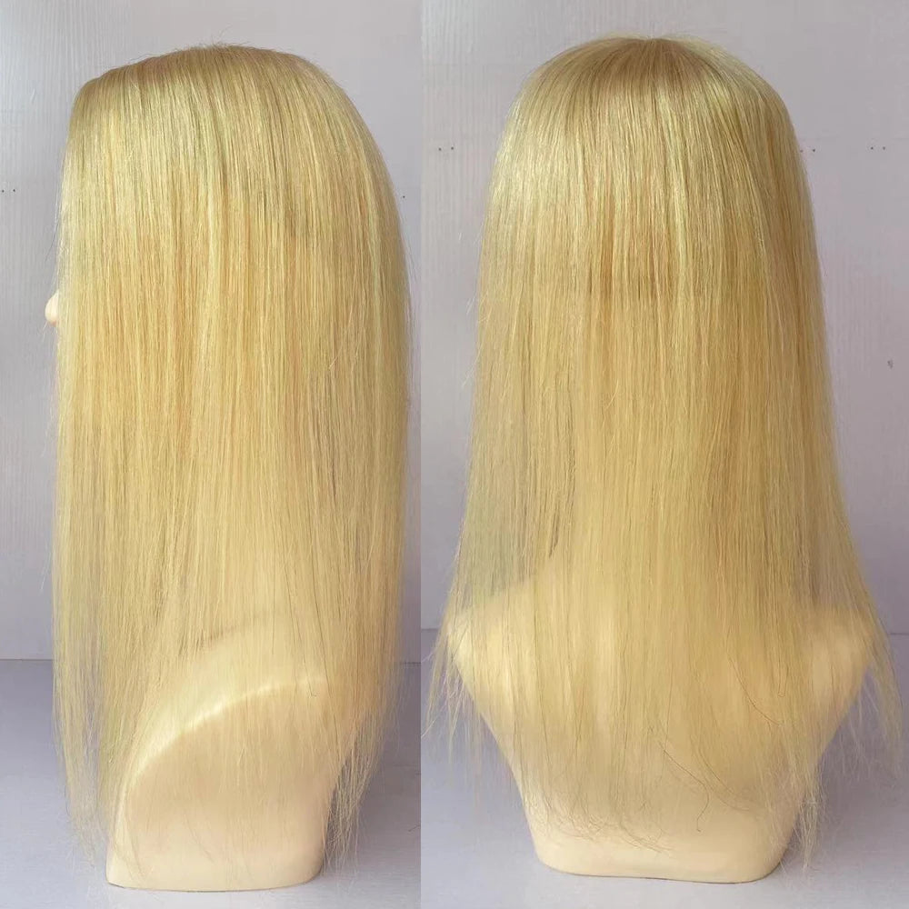 5x5 & 5x7" · Silk Top & PU Base · European Virgin Remy Human Hair Topper · #613 Blonde · 120% Density · for Women · Clip-In