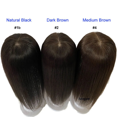 12–15 CM · Silk Base · Center Part · 10A European Virgin Human Hair · Hair Topper · Natural Black | Brown · for Women Clip-In