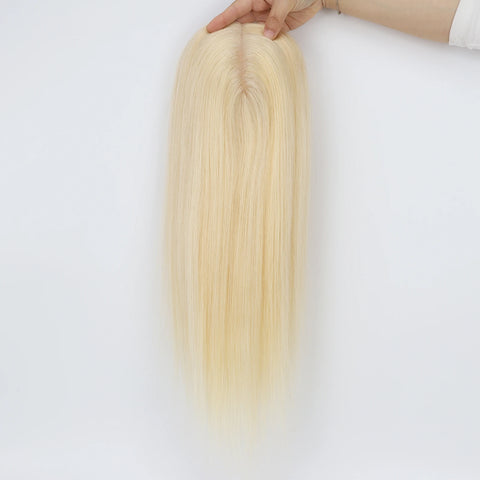 12x13 & 15x16 CM · Silk Skin PU Base · European Remy Human Hair Topper · Straight · #613 Blonde · for Women Clip-In