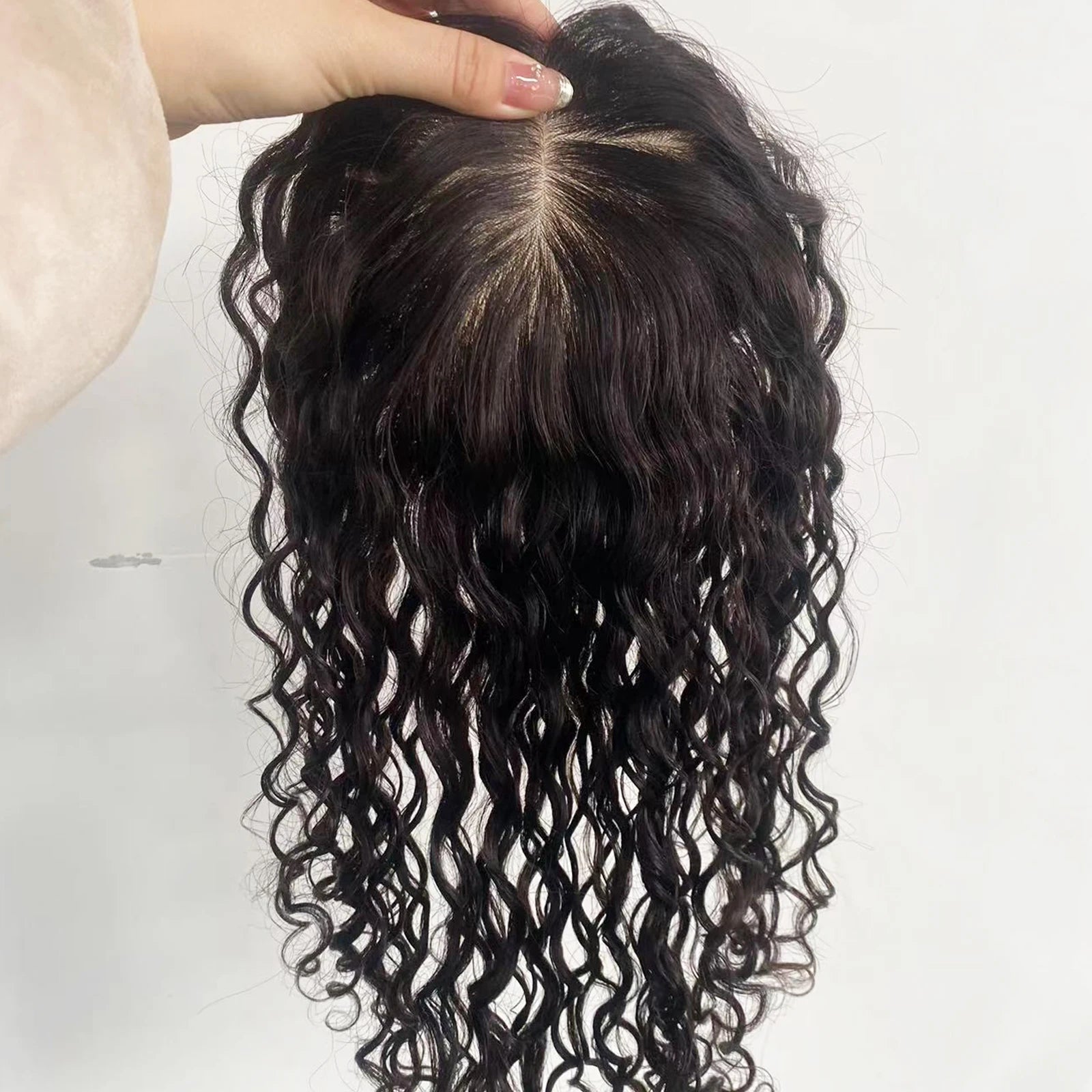 10–18 CM · Silk Base · Remy Human Hair Topper · Curly Wave · for Women Clip-In