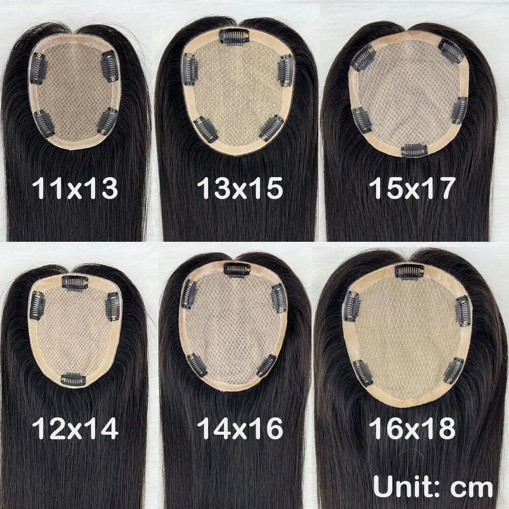 11–16 CM · Silk Base · European Remy Human Hair · Hair Topper · Straight · for Women · Clip-In