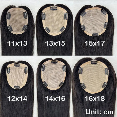 11–16 CM · Silk Base · European Remy Human Hair · Hair Topper · Straight · for Women · Clip-In