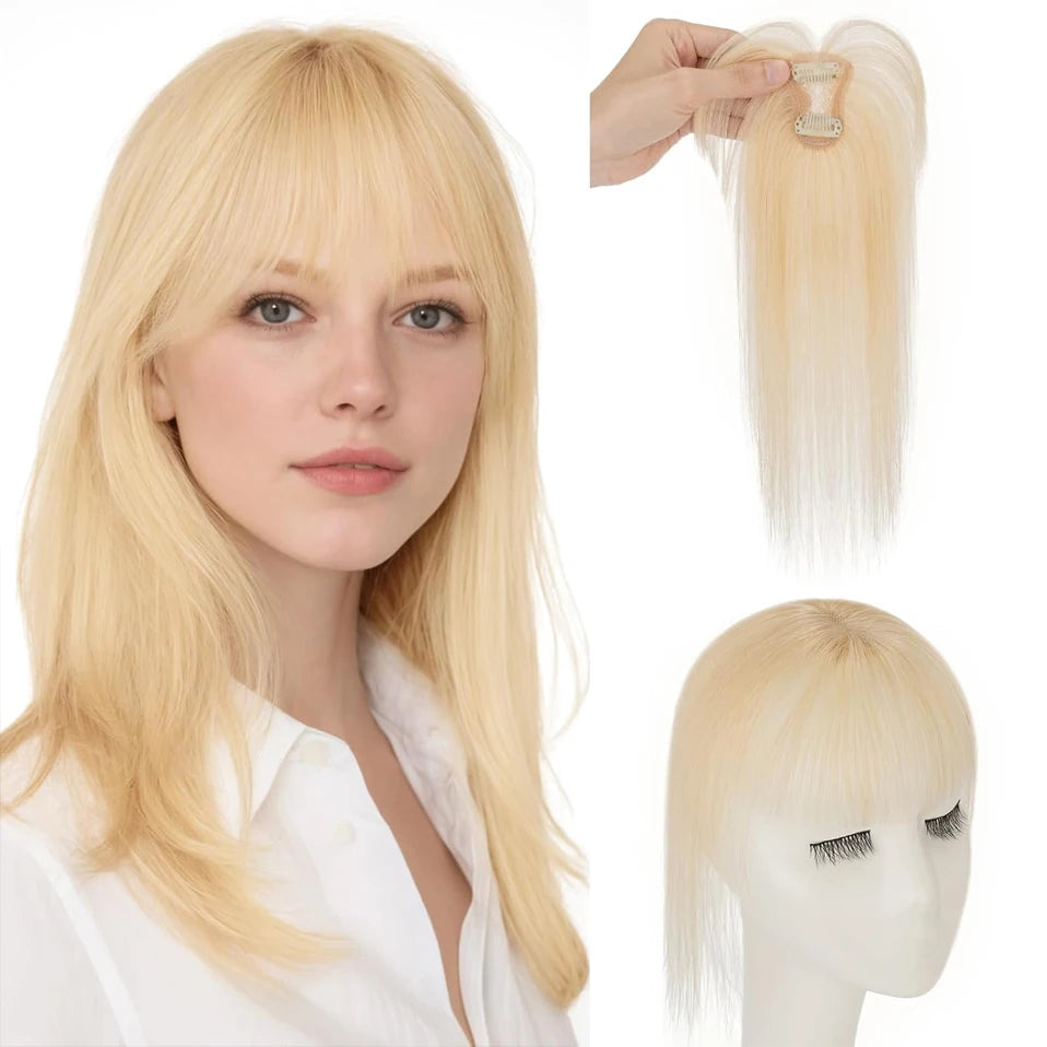 VenusEnt Clip-In Human Hair Bangs - 3D Air Fringe for Instant Volume & Style