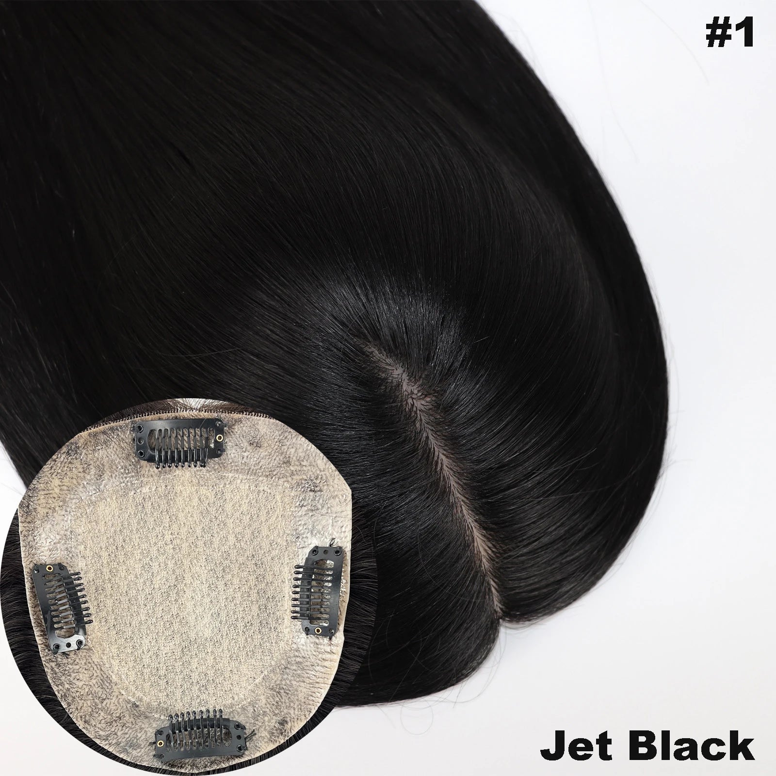 12x13 & 15x16 CM · Silk Base · European Virgin Human Hair Topper · Natural Black, Jet Black, Medium & Dark Brown · for Women · Clip-In or PU