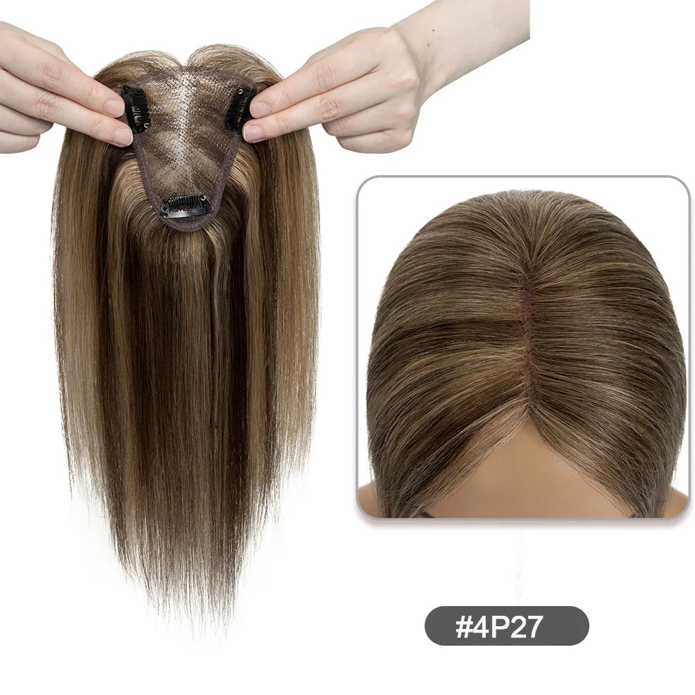 VenusEnt 3x4" Lace Hair Topper for Women - 100% Human Hair Clip-In Hairpiece for Thinning Hair & Crown Coverage