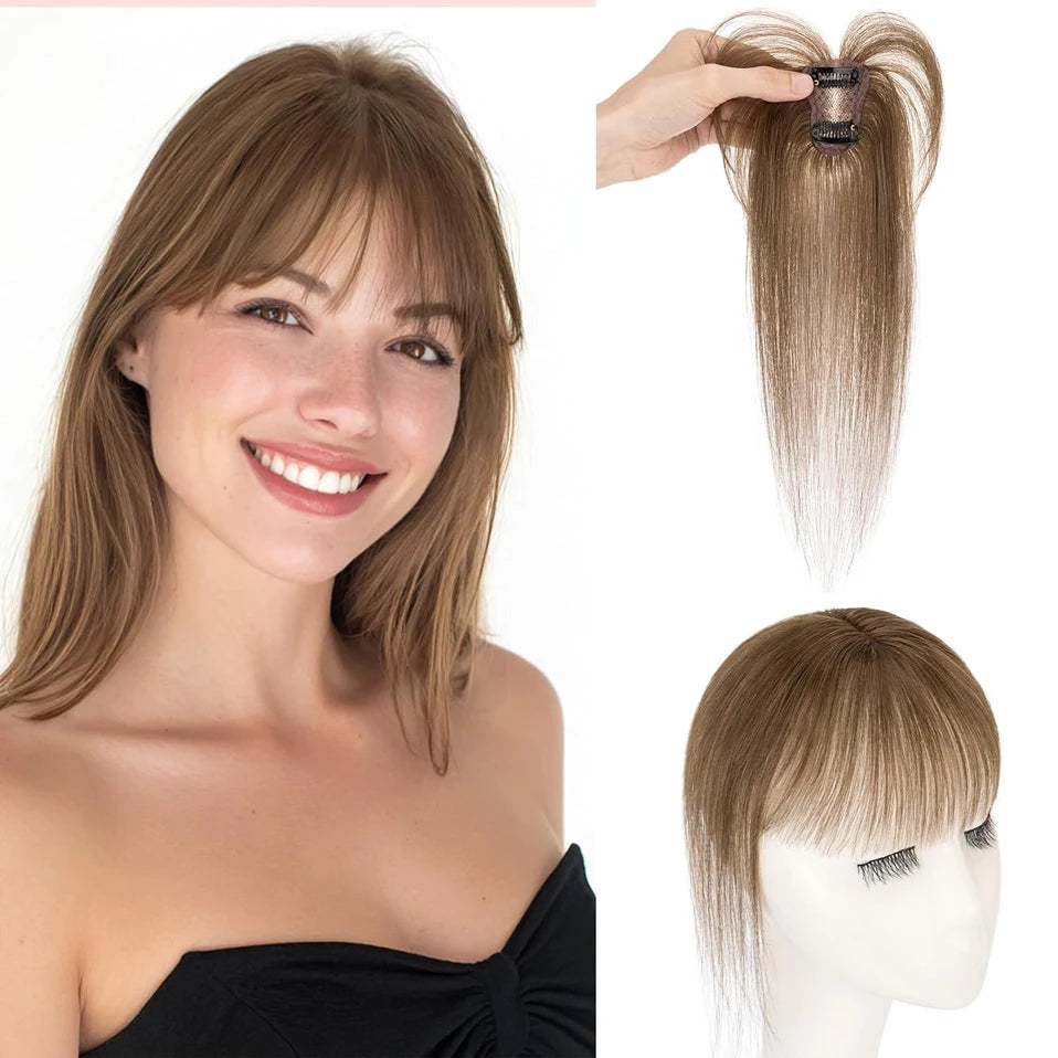 VenusEnt Clip-In Human Hair Bangs - 3D Air Fringe for Instant Volume & Style