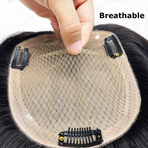 7x11–10x12 CM · Silk Base · European Virgin Human Hair Topper · Straight · for Women Clip-In
