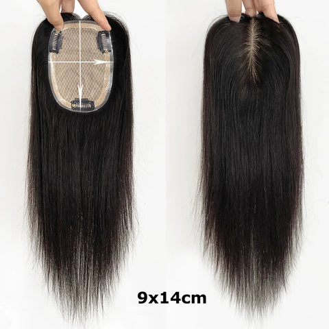7x11–10x12 CM · Silk Base · European Virgin Human Hair Topper · Straight · for Women Clip-In