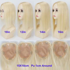 VenusEnt Silicone Skin Base Hair Topper - #613 Blonde Remy European Human Hair 150% Density