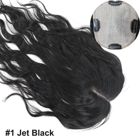5x5" & 6x6" · Silk Base ·Center Part· European Virgin Human Hair Topper · Loose Wave · Center Part · for Women Clip-In