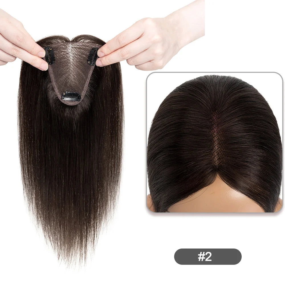 VenusEnt 3x4" Lace Hair Topper for Women - 100% Human Hair Clip-In Hairpiece for Thinning Hair & Crown Coverage