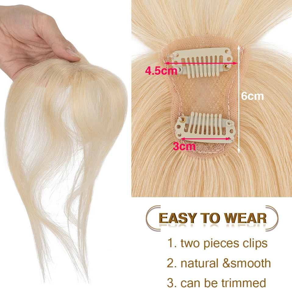 VenusEnt Clip-In Human Hair Bangs - 3D Air Fringe for Instant Volume & Style