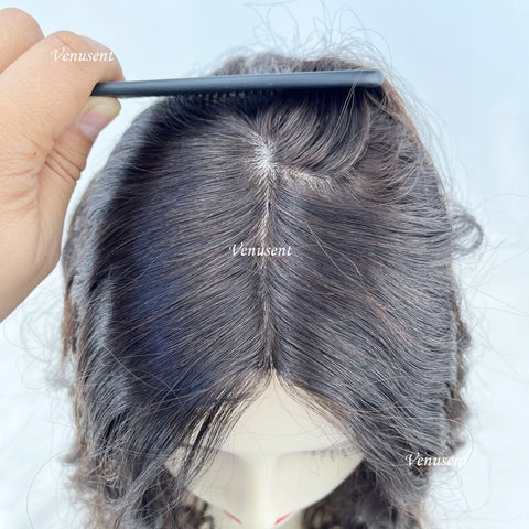5x5" & 6x6" · Silk Base ·Center Part· European Virgin Human Hair Topper · Loose Wave · Center Part · for Women Clip-In