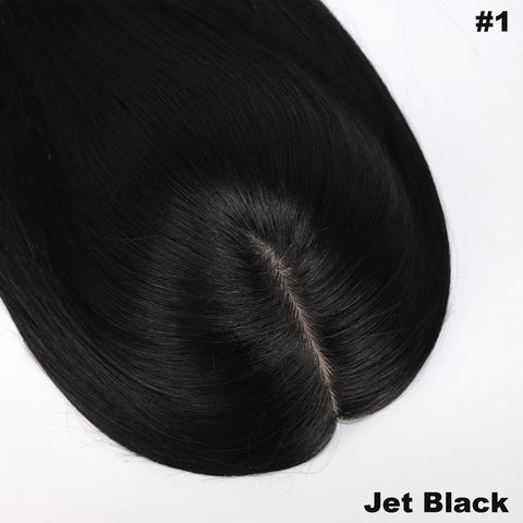 12–15 CM · Silk Base · Center Part · 10A European Virgin Human Hair · Hair Topper · Natural Black | Brown · for Women Clip-In