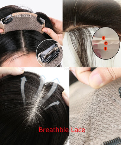 12x14cm–15x17cm · Silk Base · European Remy Human Hair · Hair Topper · Dark Brown / Natural Black / Medium Brown · for Women Clip-In