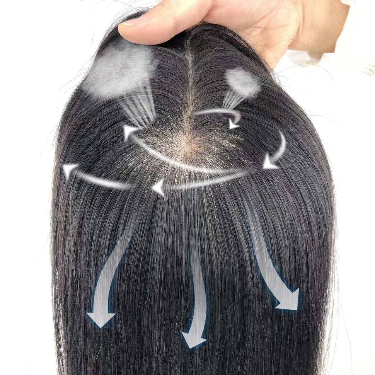 12–16 Inch · Silk Base · Chinese Virgin Human Hair Topper · Curly & Straight · Natural Black · for Women · Clip-In