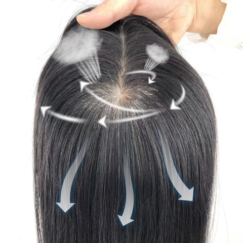 12–16 Inch · Silk Base · Chinese Virgin Human Hair Topper · Curly & Straight · Natural Black · for Women · Clip-In
