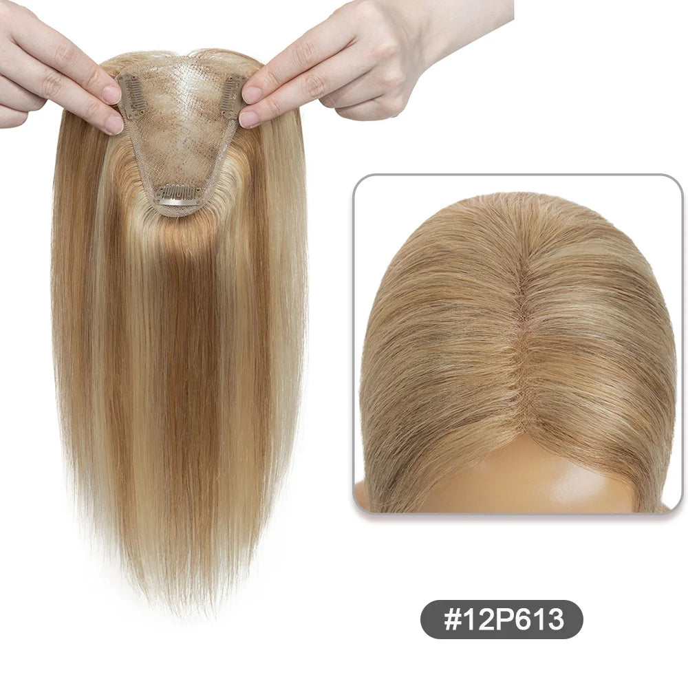 VenusEnt 3x4" Lace Hair Topper for Women - 100% Human Hair Clip-In Hairpiece for Thinning Hair & Crown Coverage