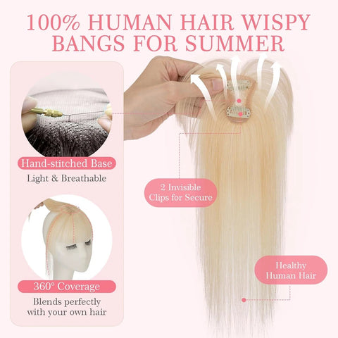 6x4.5 CM · Clip-In Bangs Piece · 100% Real Human Hair · Hair Topper · 3D Air Bangs Freestyle · for Women