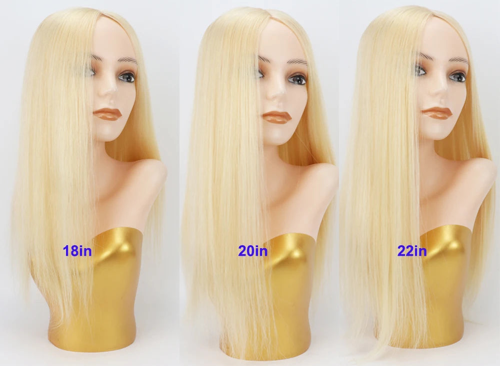 VenusEnt Silicone Skin Base Hair Topper - #613 Blonde Remy European Human Hair 150% Density