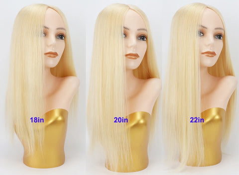 12x13 & 15x16 CM · Silk Skin PU Base · European Remy Human Hair Topper · Straight · #613 Blonde · for Women Clip-In