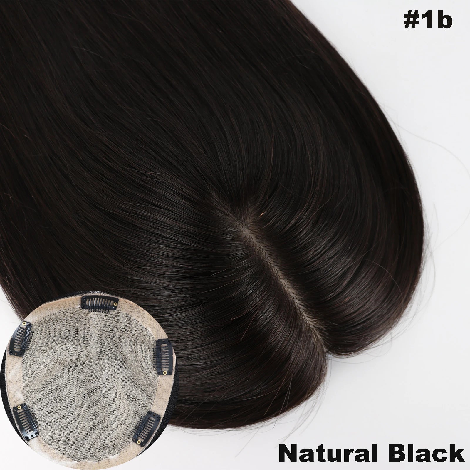 12x14cm–15x17cm · Silk Base · European Remy Human Hair · Hair Topper · Dark Brown / Natural Black / Medium Brown · for Women Clip-In