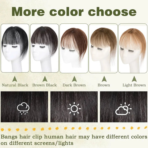 6x4.5 CM · Clip-In Bangs Piece · 100% Real Human Hair · Hair Topper · 3D Air Bangs Freestyle · for Women