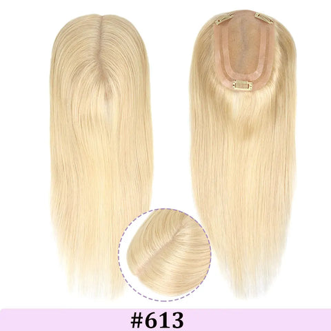 4x6" · Mono & PU Base · Brazilian Remy Human Hair Topper · Multi-Color · 14 Inches · for Women · Clip-In