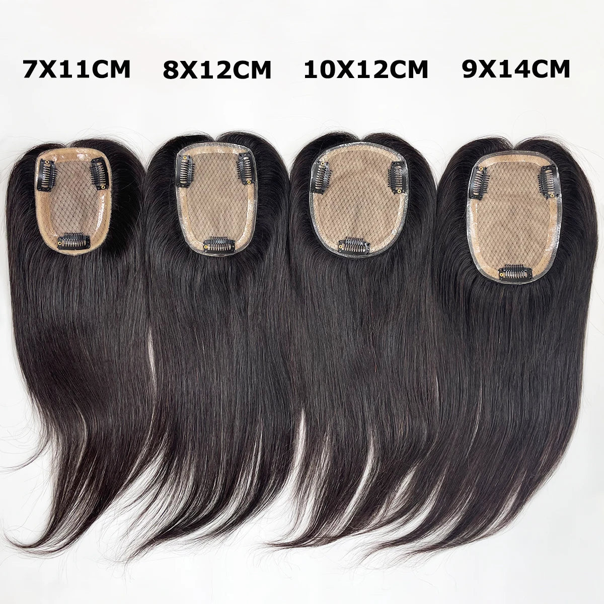 7x11–10x12 CM · Silk Base · European Virgin Human Hair Topper · Straight · for Women Clip-In