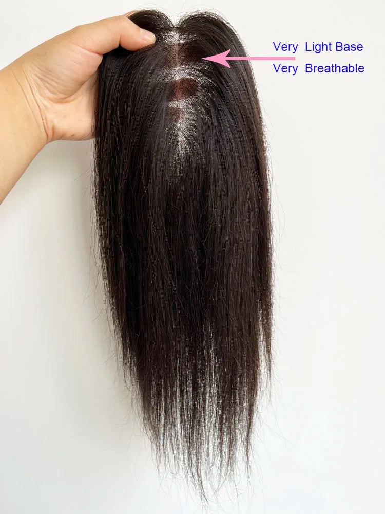 VenusEnt 3.5x5.5" Mono Base Hair Topper - Virgin Malaysian Human Hair Clip-In Hairpiece