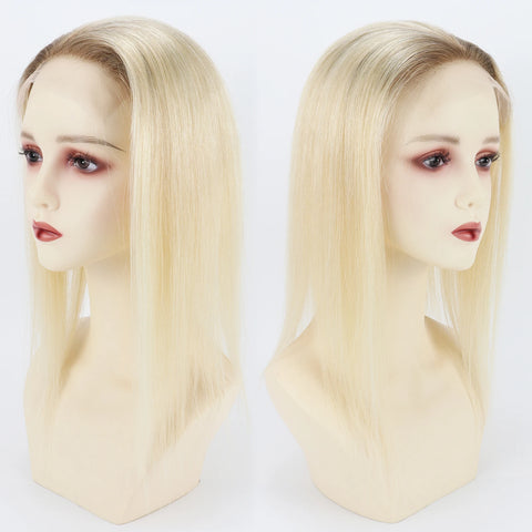 5x5" · Silk Skin PU Base · Brazilian Remy Human Hair · Hair Topper · Ombre Blonde (2/613 & 8/613) · for Women Clip-In