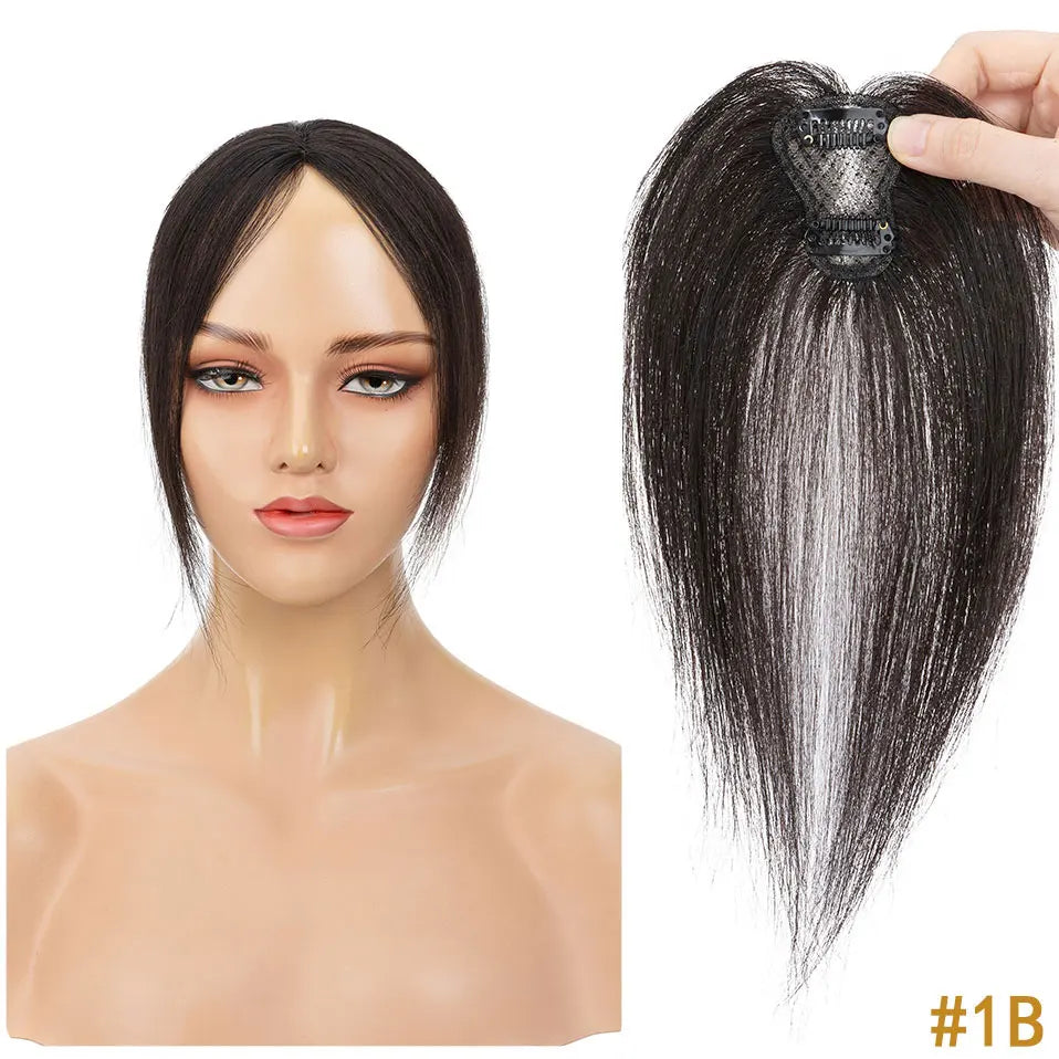 10" Clip-In Human Hair Bangs - Lightweight 3D Air Fringe with 1.6x2.4" Base