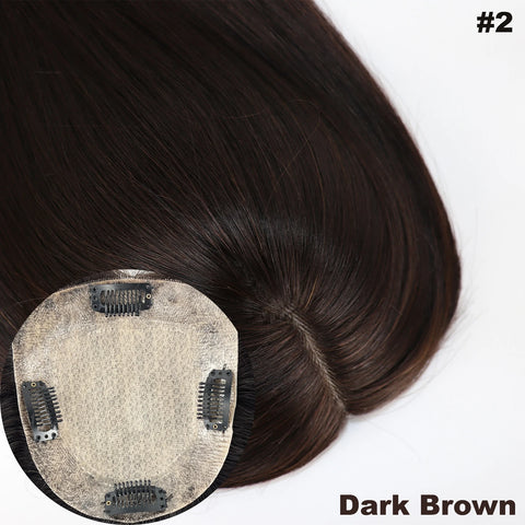 5x5" & 6x6" · Silk Base ·Center Part· European Virgin Human Hair Topper · Loose Wave · Center Part · for Women Clip-In