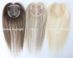 VenusEnt 3.7x3.7" Mono Base Hair Topper - Remy Human Hair Clip-In Hairpiece with Ombre Highlights