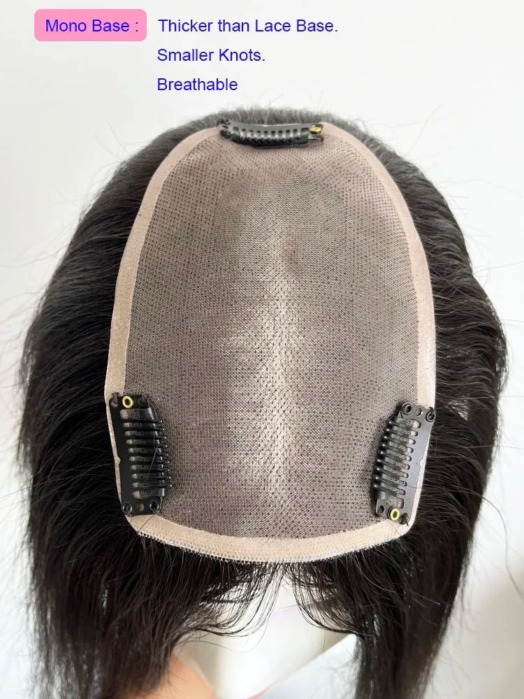 VenusEnt 3.5x5.5" Mono Base Hair Topper - Virgin Malaysian Human Hair Clip-In Hairpiece